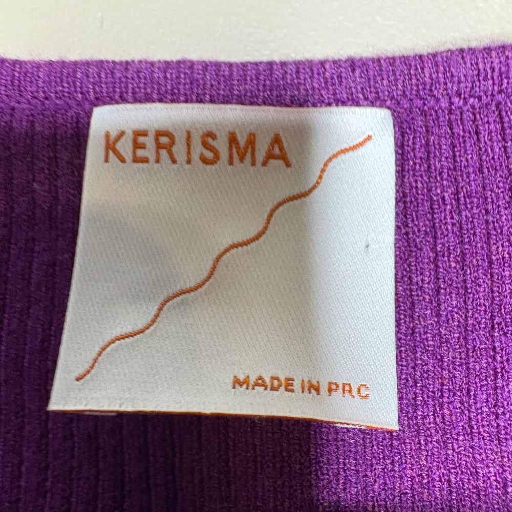 Kerisma Ryker Purple Ribbed Batwing Dolman Sleeve Sweater Size M/L Womens - Picture 3 of 5